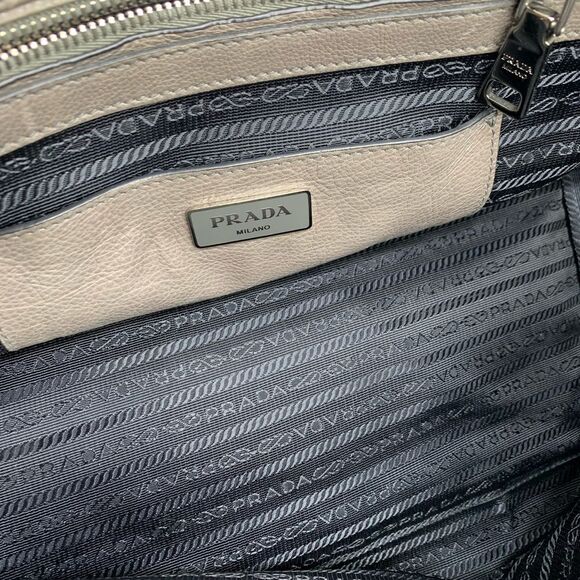 Auth Vtg Prada 2way Twin Pocket Glacé Tote Bag in Pomice Preloved Iconic Shape - Picture 16 of 16